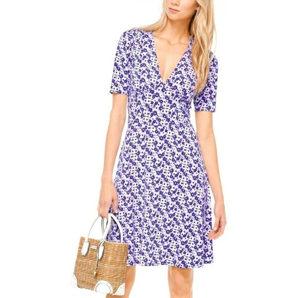 Michael Kors Lilac Floral Jersey Dress Size M - Picture 1 of 4